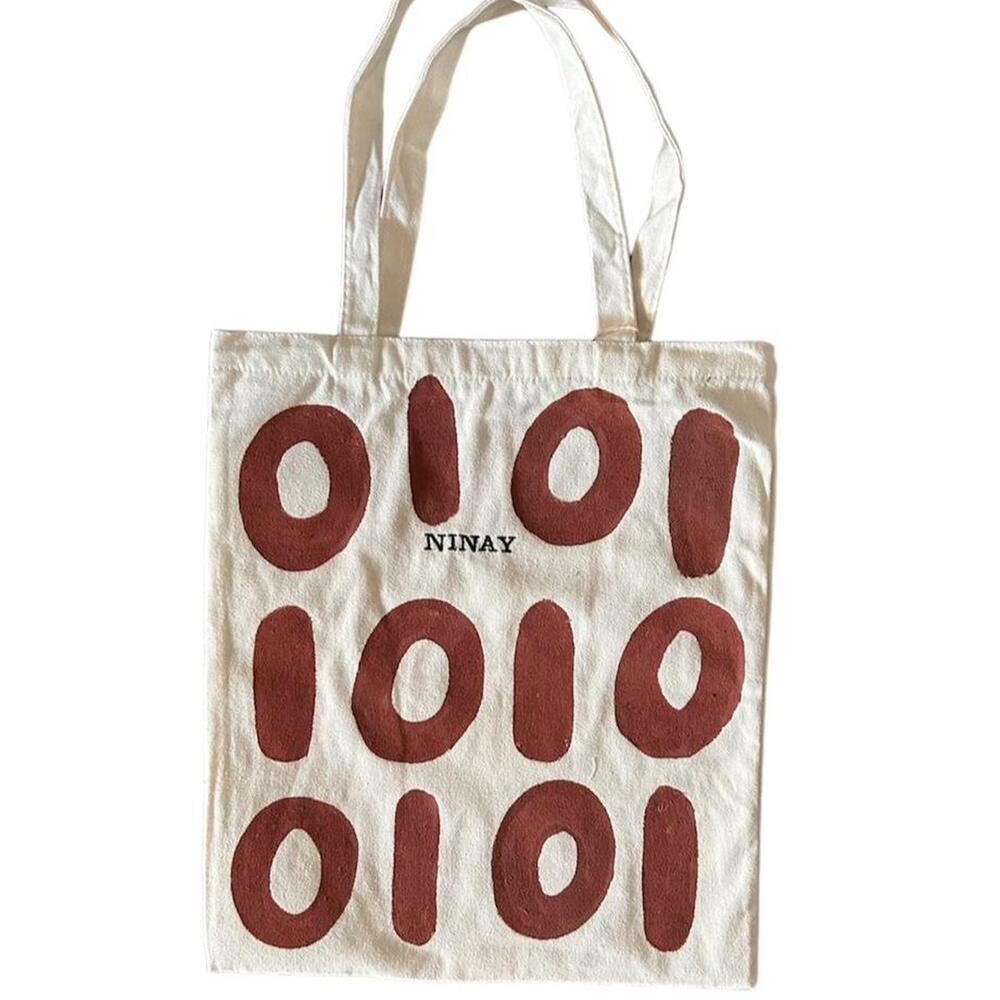 Painted canvas tote bag